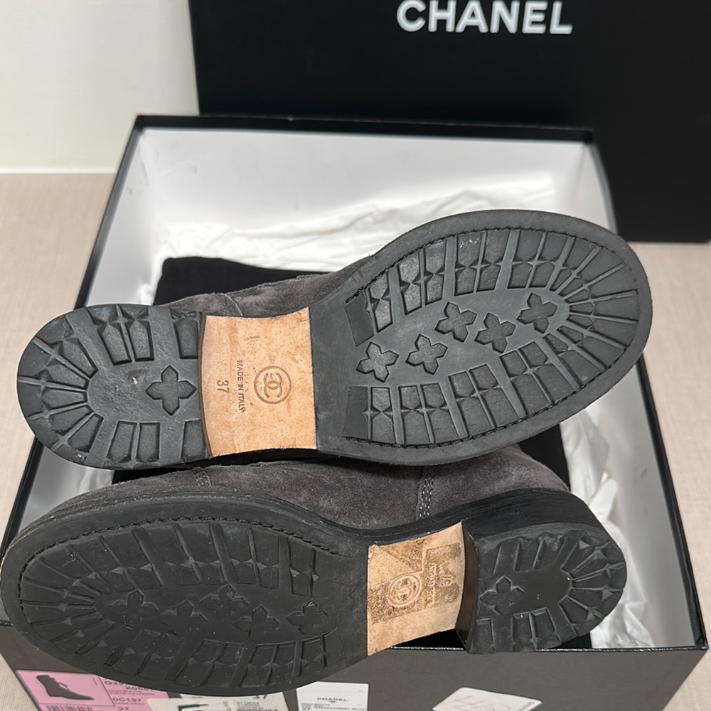 100% AUTHENTIC CHANEL Gray Women’s Boots - Picture 6 of 16